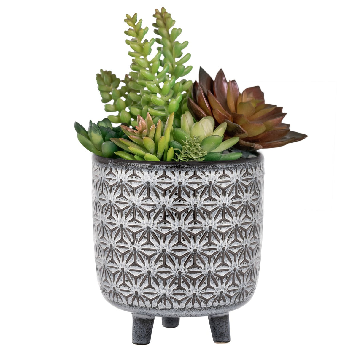 Star Black Glazed Cermaic 5.25x6” footed drop pot planter