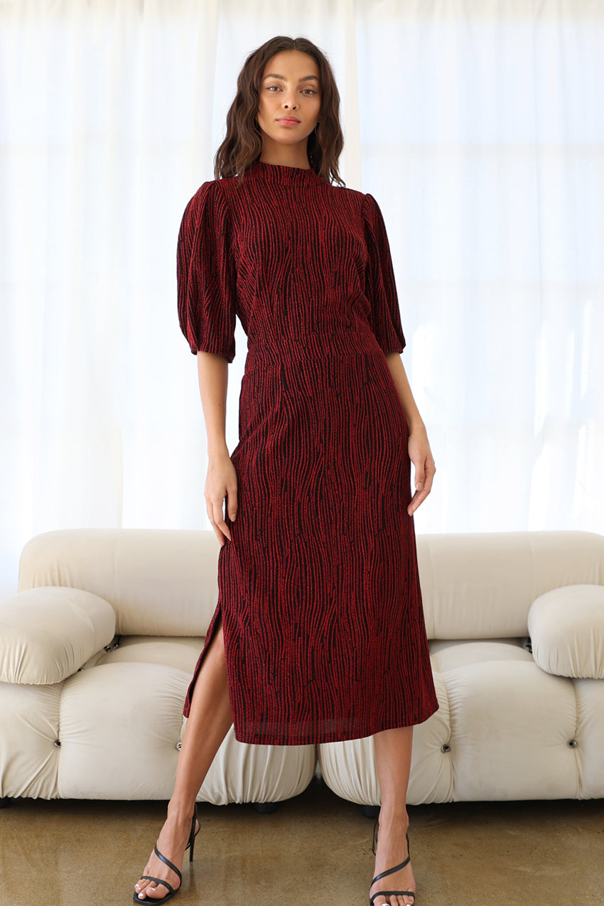 Carly Metallic Midi Dress