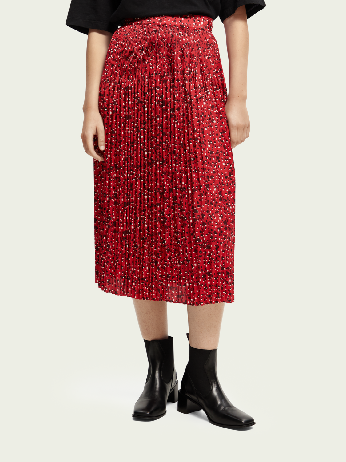 Pleated printed Maxi Skirt